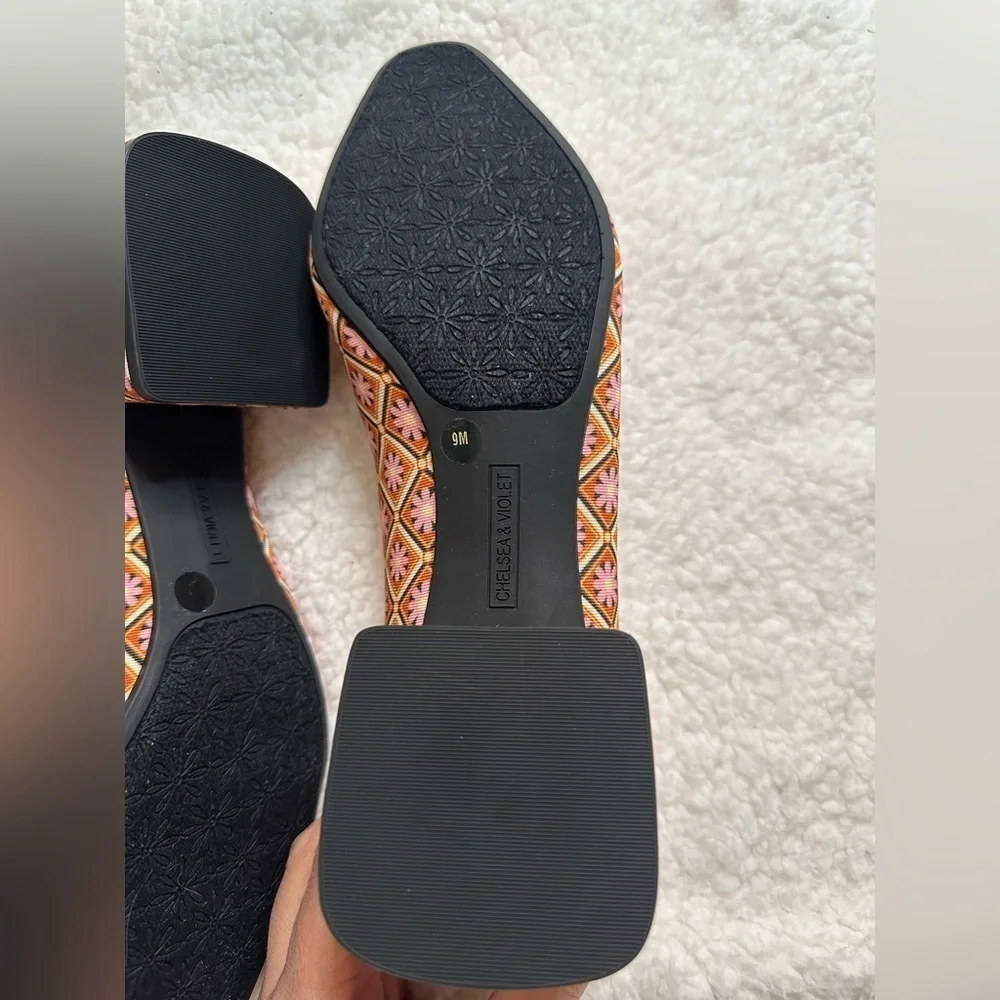 Chelsea & Violet Geometric Pattern Flats - Pink and Brown